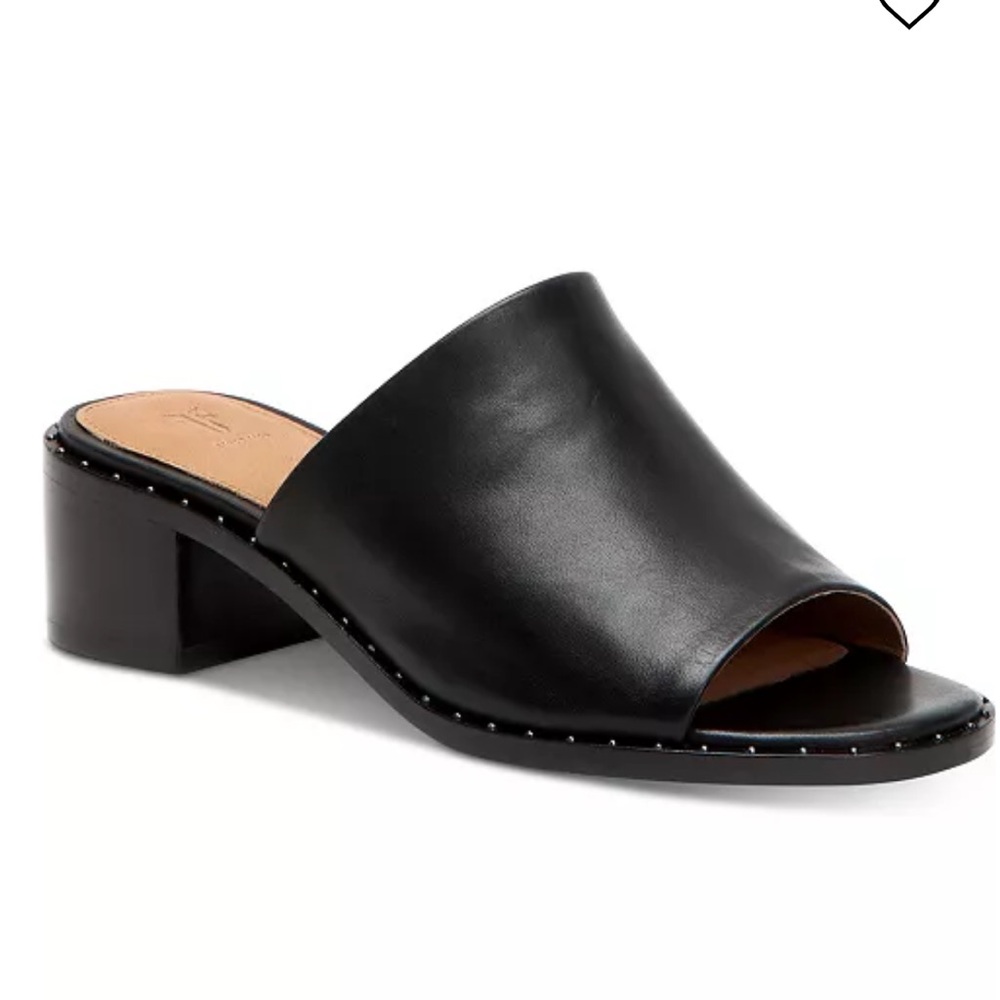 Frye CINDY MULE - Black Leather Chunky Heel
Slide Sandals - SIZE 7